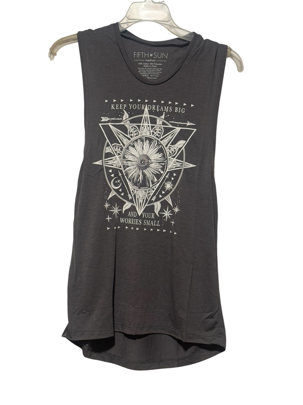 Fifth Sun Women's Dark Gray Graphic Muscle Tank - 'Keep Your Dreams Big' NWOT